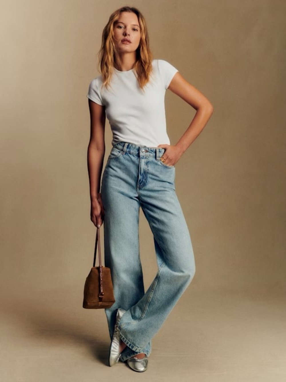 Sezane The Wide Leg Denim Trousers Jeans Blue size 4 NEW WITH TAGS